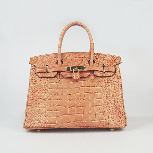 Replica Hermes Birkin 30CM Crocodile Veins Bag Orange 6088 On Sale - Click Image to Close